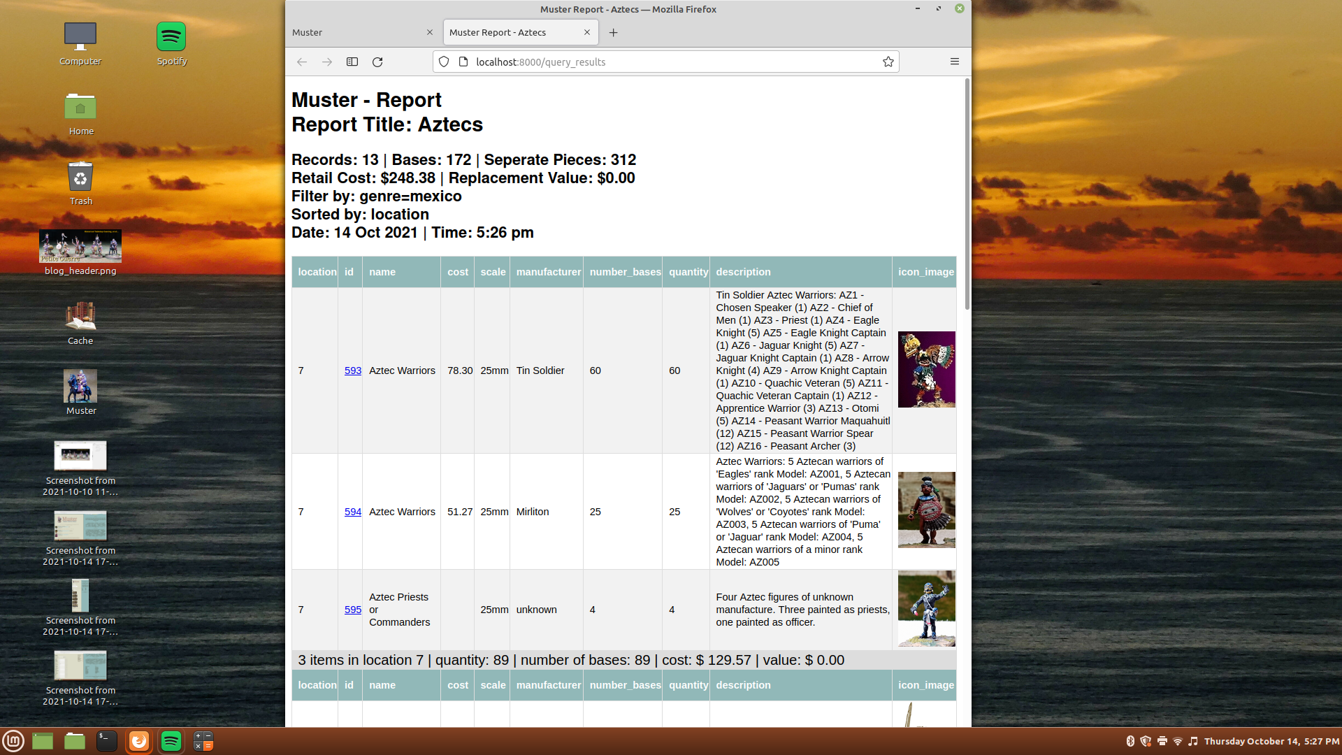 Muster Query Results Page