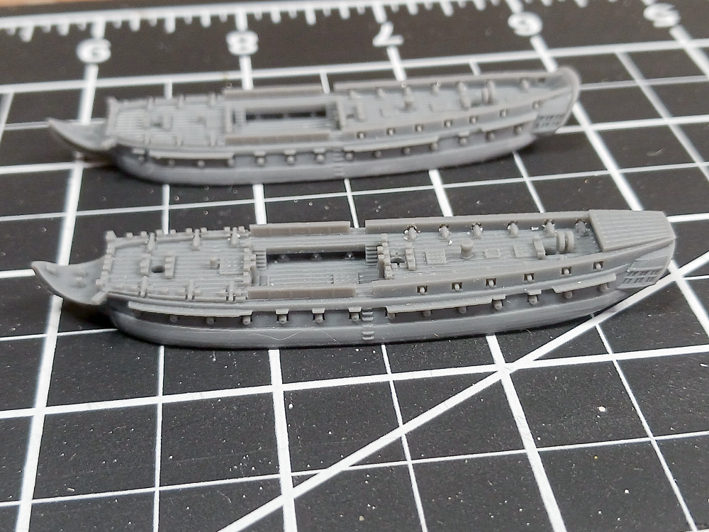 1:700 Resin Printed 5th Rate Frigate, Virginie, French version (top) and British version