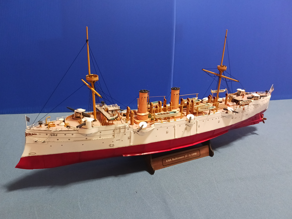 1/200th scale model of USS Baltimore, 1898